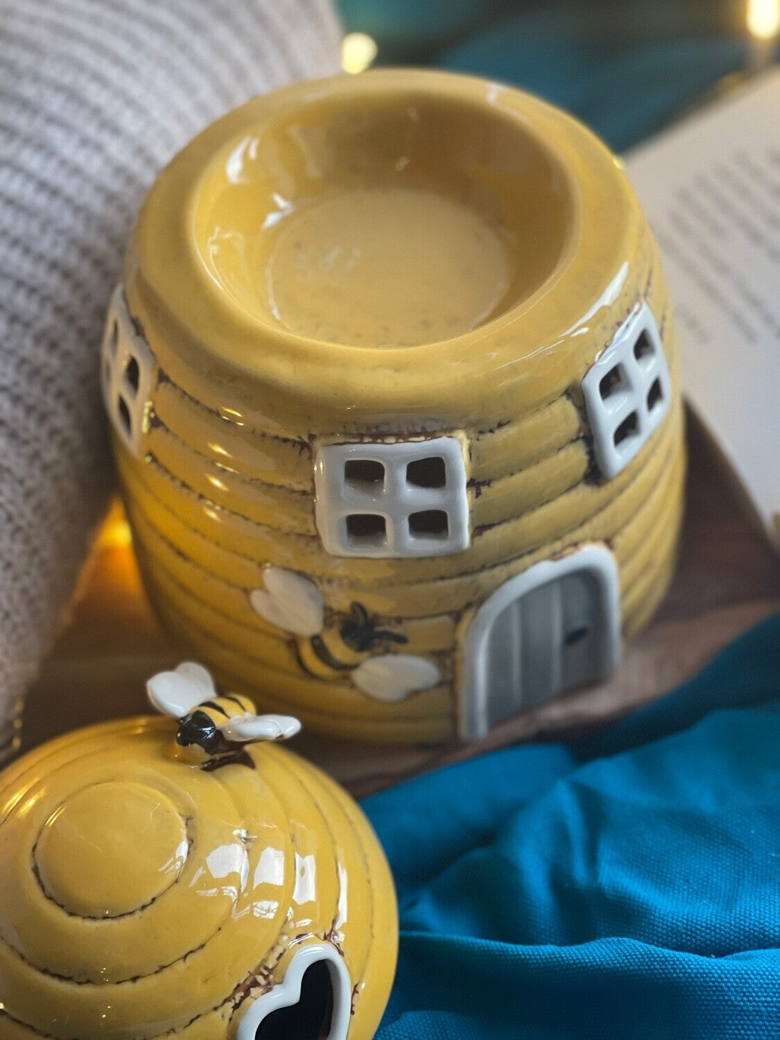 Rustic Beehive Yellow Wax Burner