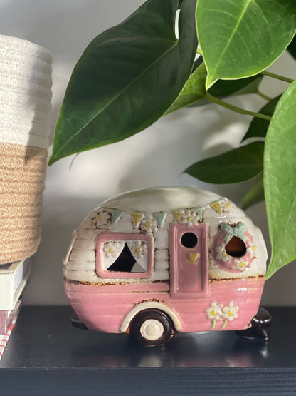 Pale Pink Caravan Tealight Holder