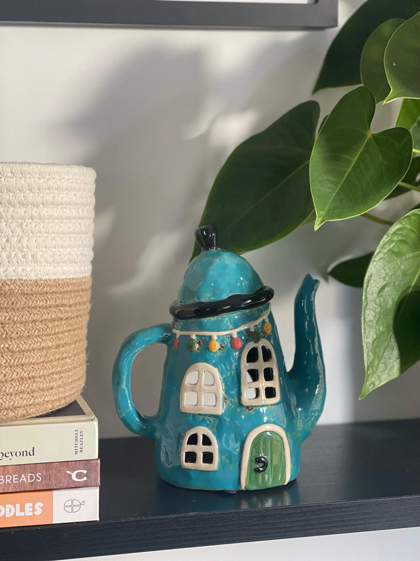 Teapot House Blue Tealight Holder