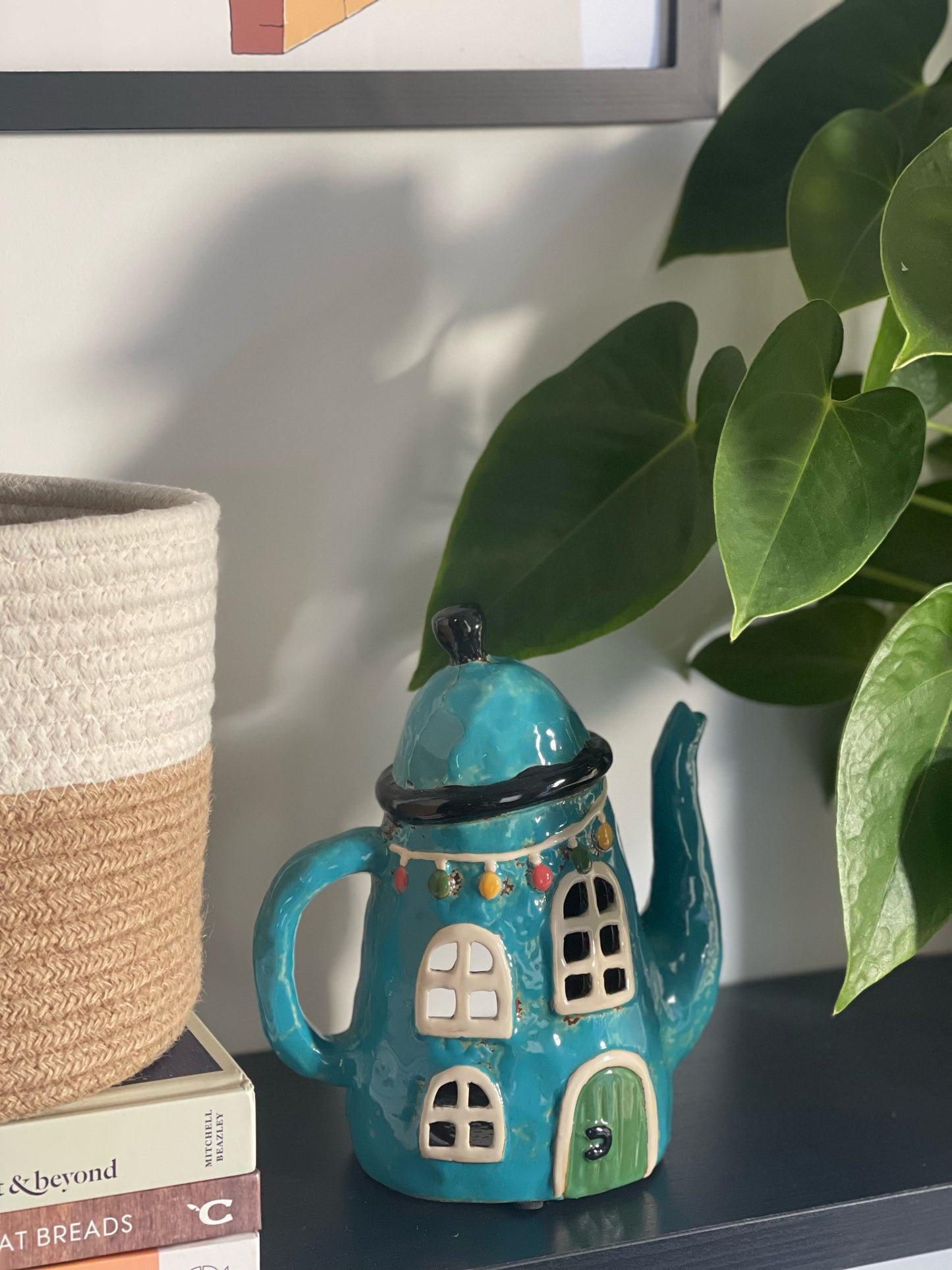 Teapot House Blue Tealight Holder